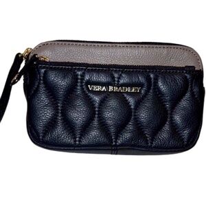 Leather Vera Bradley Sophie Black & Gray Quilted Wristlet Wallet-New
